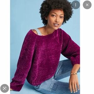 2x Chenille Soft Polyester Knit Sweater Burgundy Maroon Like New Justify